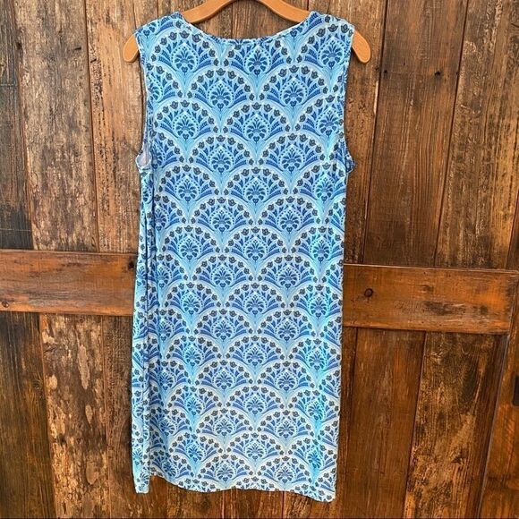 Ava Lynn Sz M Blue Tulip Design Sleeveless Casual Shift Lounge Dress - Picture 6 of 8